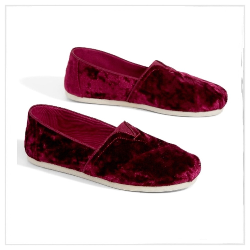 New Toms Black Cherry Velvet Alpargata Classics - Picture 4 of 5